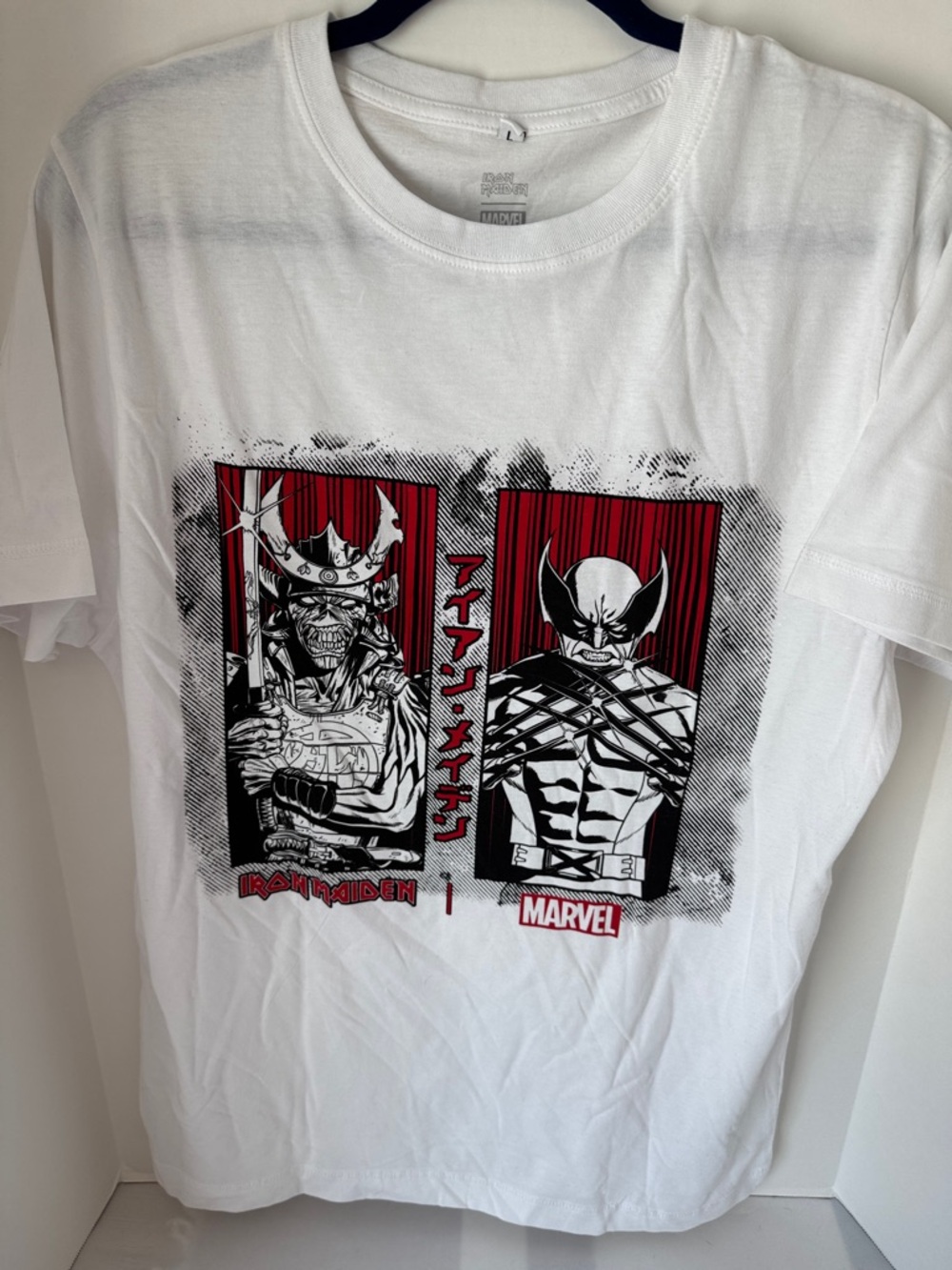 DONATED - Iron Maiden Wolverine Marvel White Short-Sleeve Graphic Tee  Art